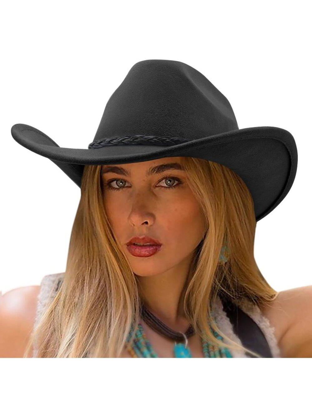 Unisex Grey Wide Brim Felt Fedora Cowgirl Western Cowboy Rolled Up Cap Hat
